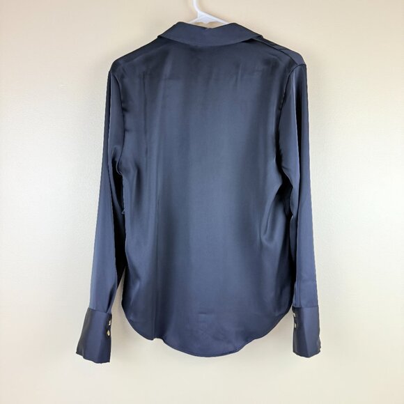 NWT H&M Satin Button-Front Shirt – Black (Recycled Polyester) S - Picture 2 of 9